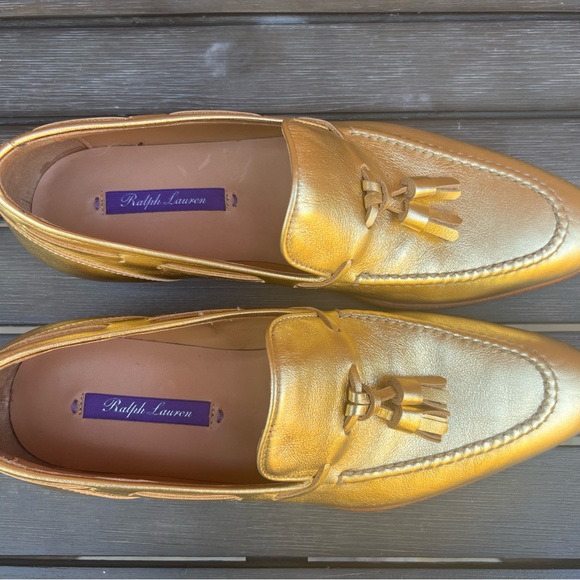 Ralph Lauren Collection Purple Label Telina Gold Metallic Loafers EU 37B US 7 - Picture 7 of 15
